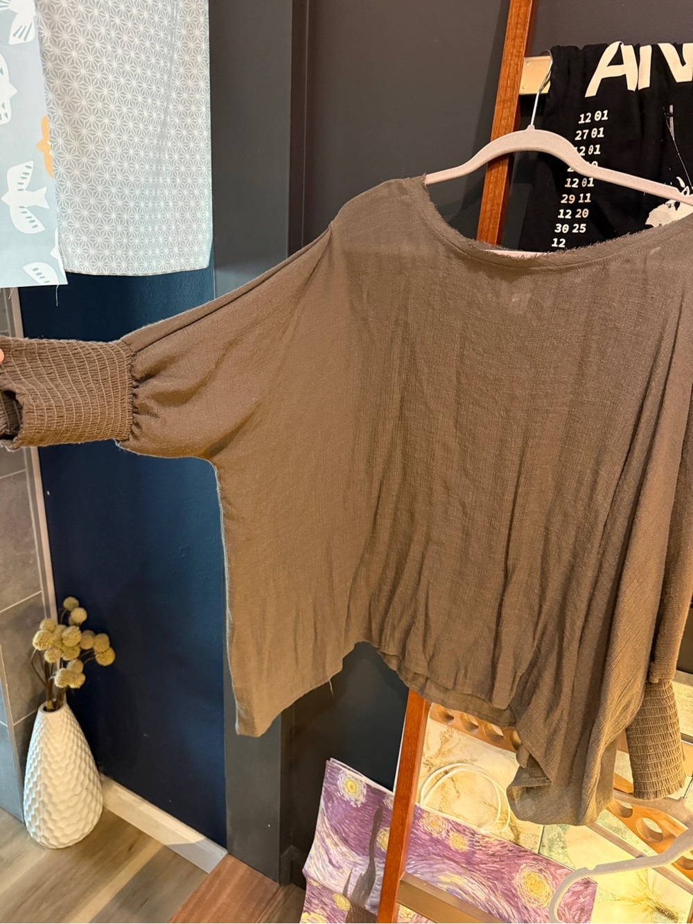 mahina Olive Green Oversized Drop-Shoulder Sweatshirt